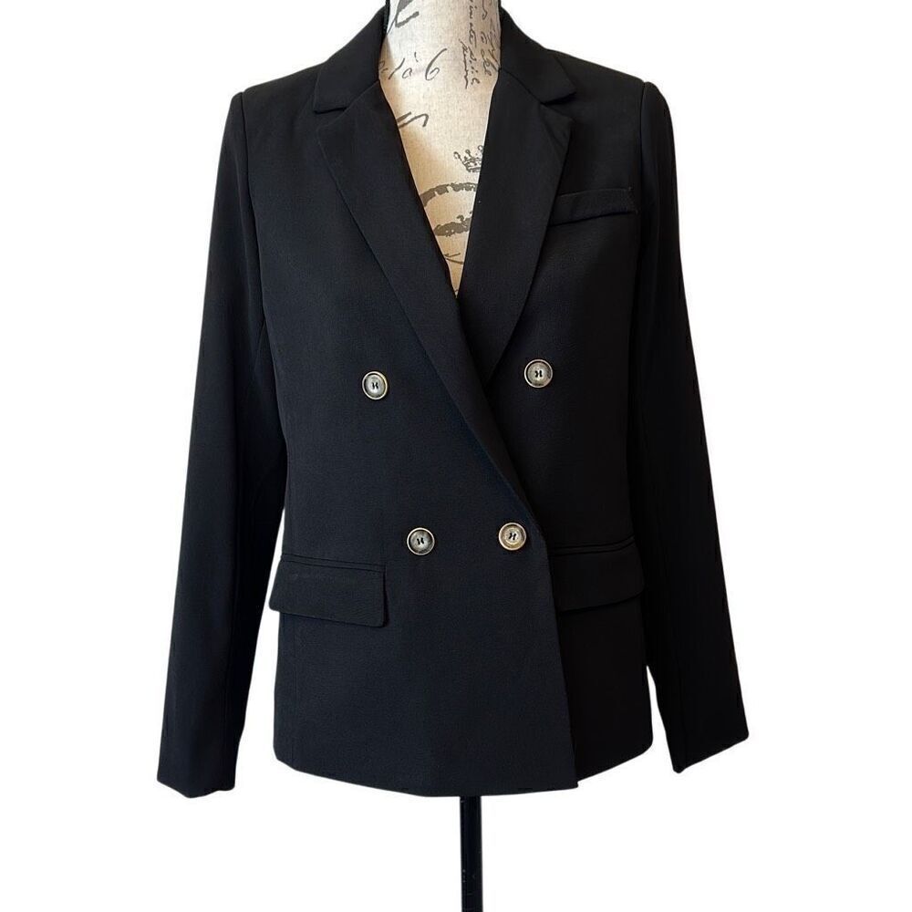 Bohme Black Double Breasted Romaine Oversized Blazer Classic Timeless Jacket XS